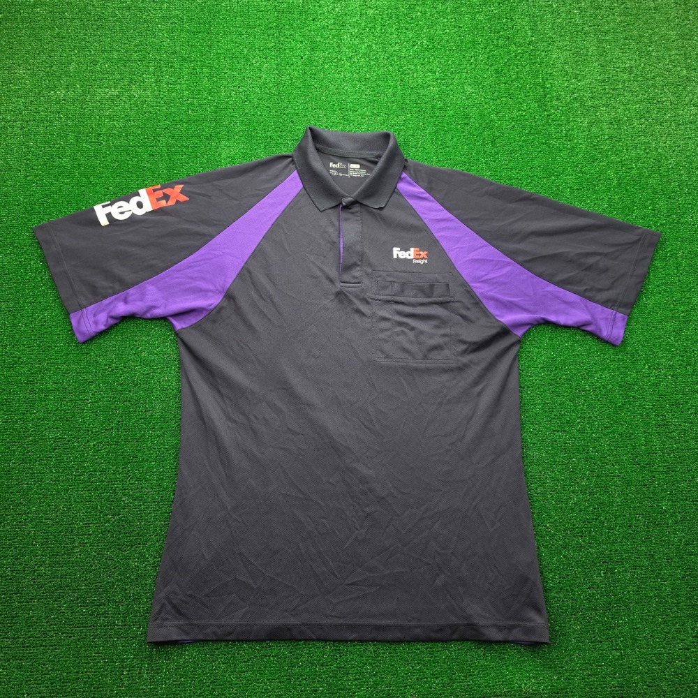 Fedex Freight Polo Shirt Mens Large Black Short Sleeve Employee Uniform Work